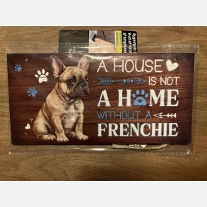 Trskilt med tekst Fransk bulldog 2