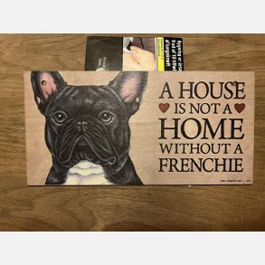 Trskilt med tekst Fransk bulldog 1